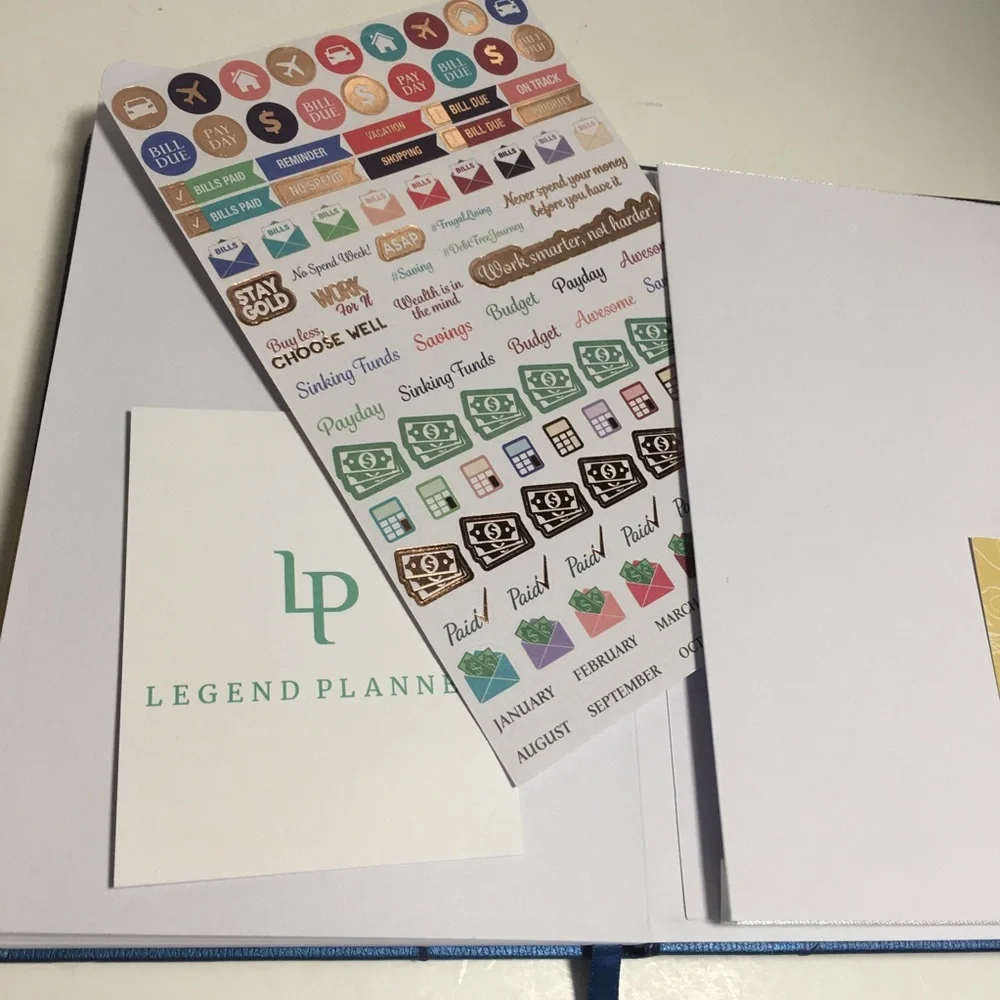 Legend 12 mo budget planner LAST ONE! Blue debossed with stickers Brand New